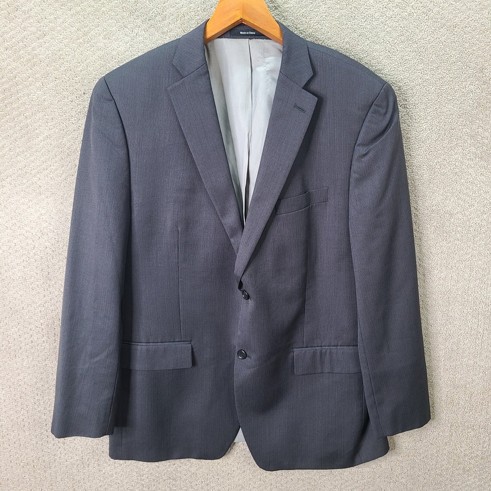 Apt 9 Jacket Mens 44R Gray Striped Blazer Modern Fit Wool Blend Suit Coat 2 Btn